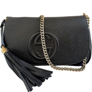 Gucci Soho Chain Crossbody Bag Leather Medium Black